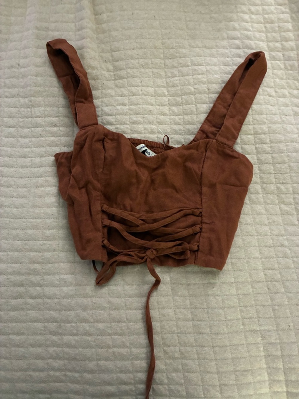 Abercrombie & Fitch Rust Lace-Up Crop Tank